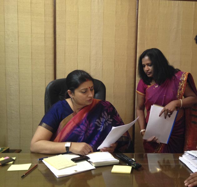 Jyothi Reddy with Smriti Irani (Minister of Human Resource Development)